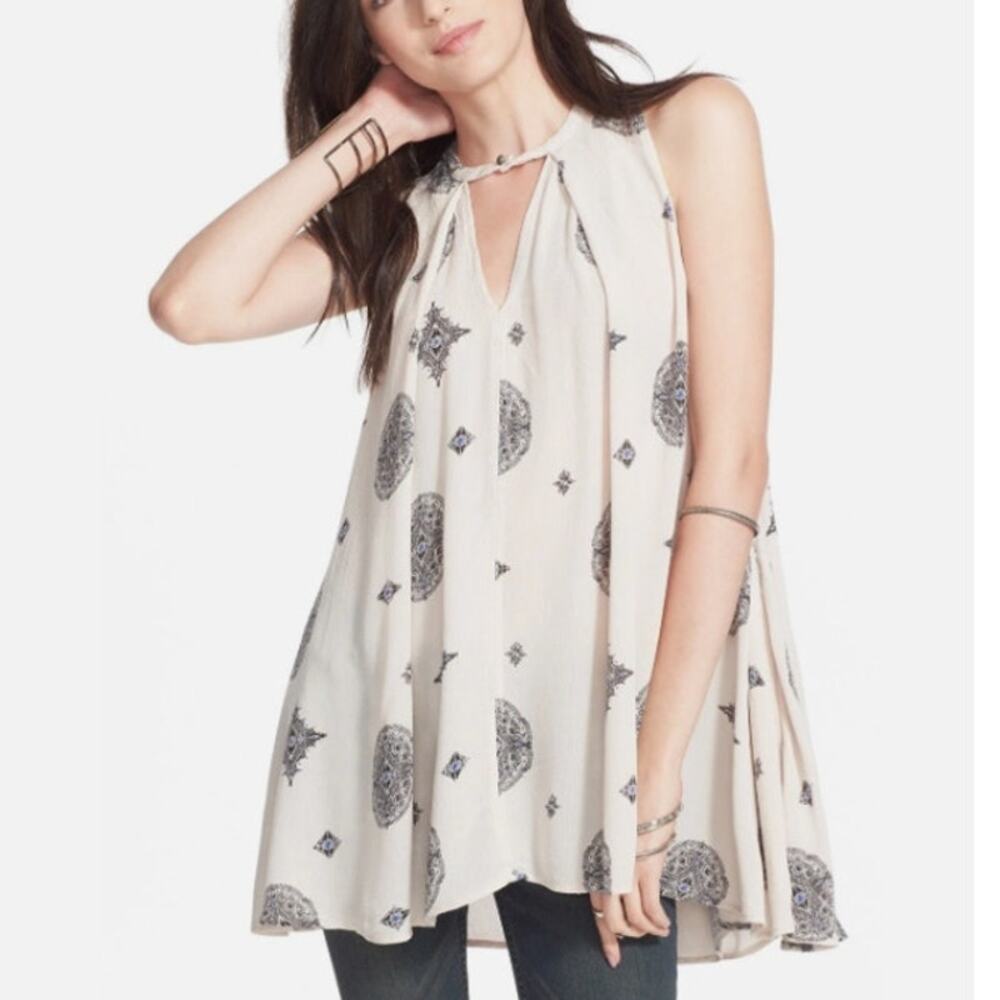 Free People Tree Swing Tunic Dress Top Sleeveless Mini Dress Pockets Size XS - Picture 7 of 8